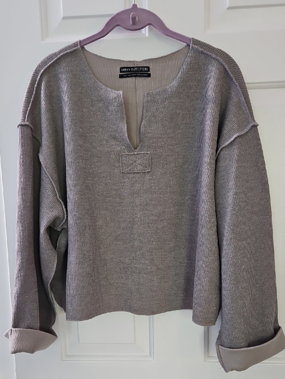Urban Outfitters Gray Scoop-Neck Boxy Sweater